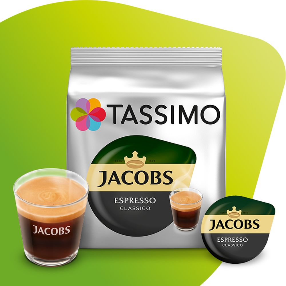 Kapsułki Tassimo Jacobs Espresso Classico ze szklanką oraz kapsułką