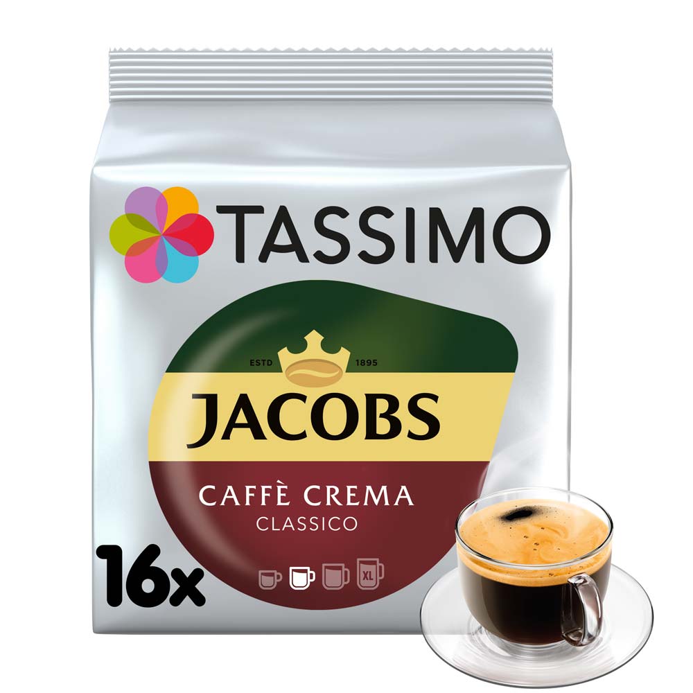 Kapsułki Tassimo Jacobs Caffé Crema Classico 16 kaw czarnych, rozmiar M