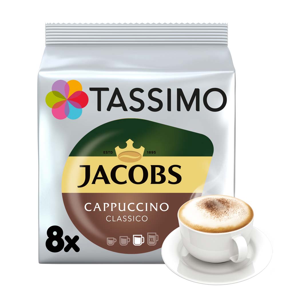 Kapsułki Tassimo Jacobs Cappucino Classico 8 kaw białych, rozmiar L