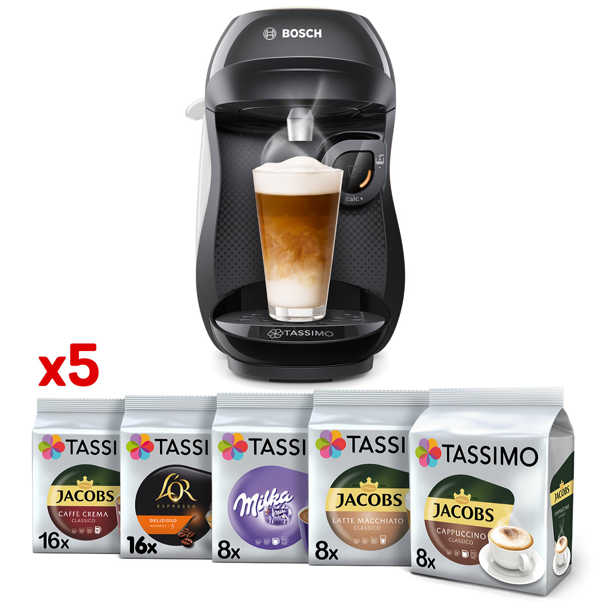 Ekspres kapsułkowy Tassimo Bosch Happy czarny i 56 kaw