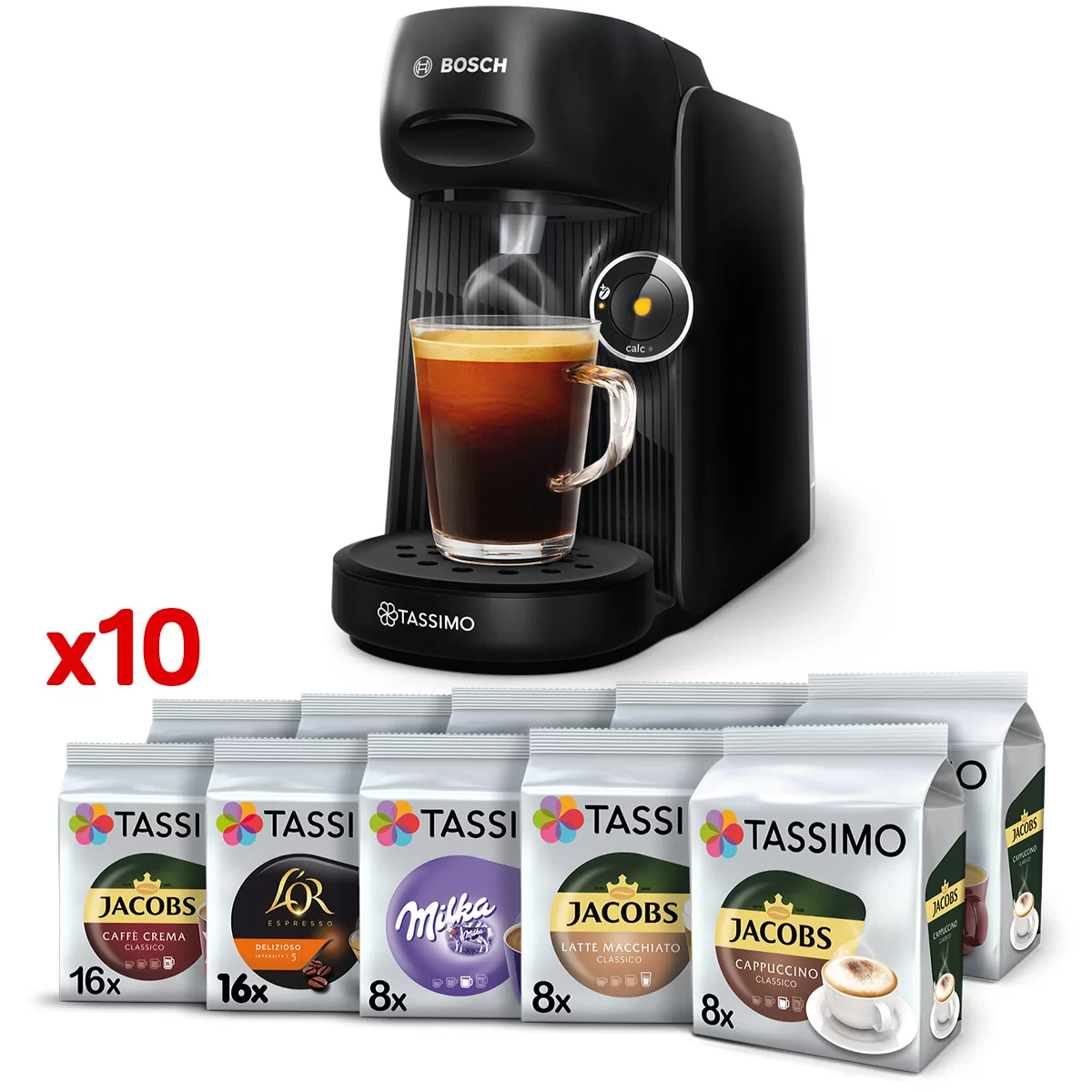 Ekspres kapsułkowy Tassimo Bosch Finesse czarny i 128 kaw