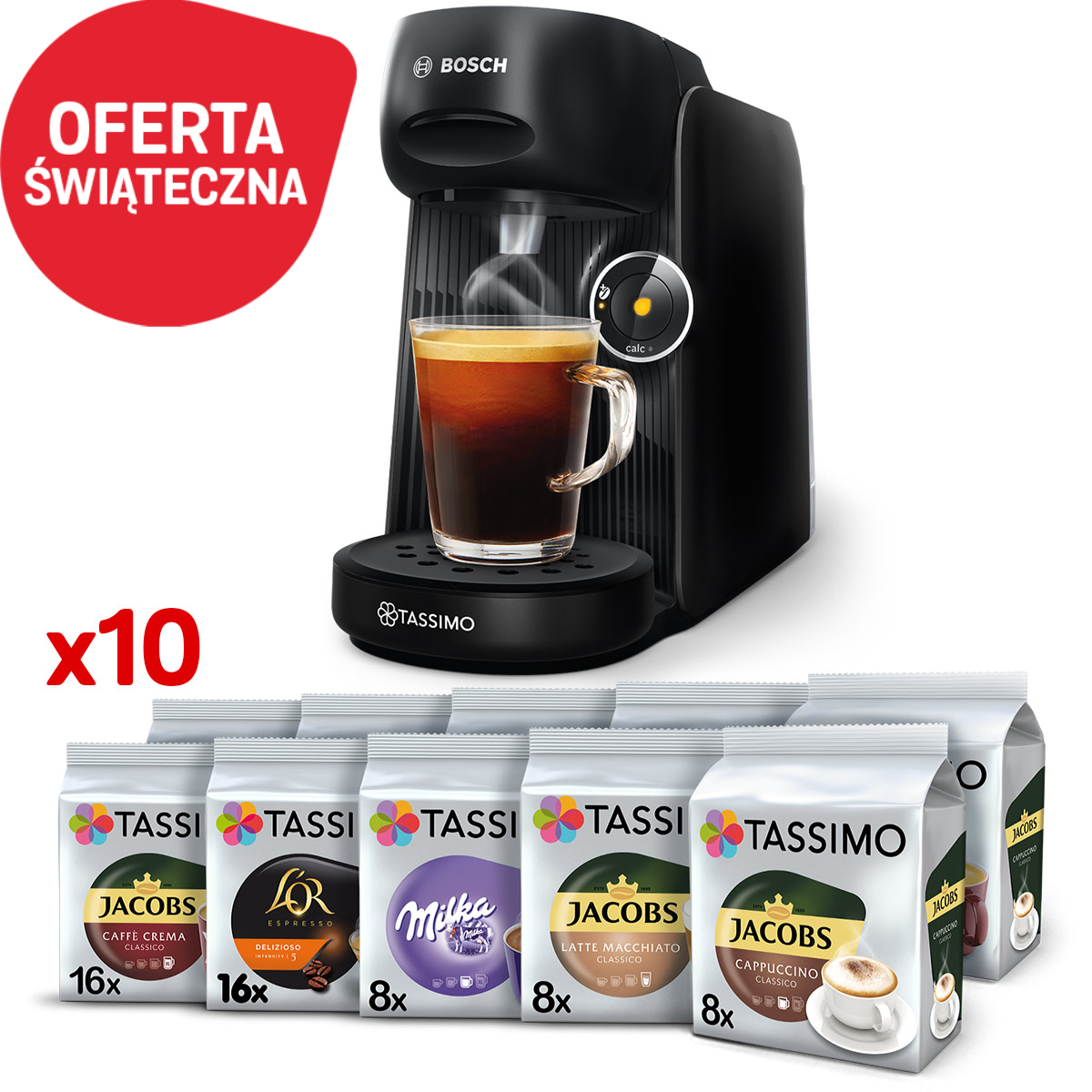 NOWOŚĆ – Ekspres kapsułkowy Tassimo Bosch Finesse czarny i 128 kaw